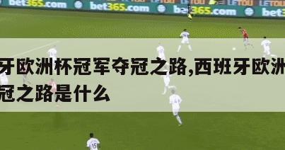 西班牙欧洲杯冠军夺冠之路,西班牙欧洲杯冠军夺冠之路是什么